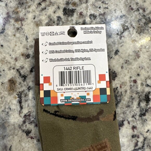 Socks n' Socks Rifle Socks Novelty Crew Hunter Camping Hunting Gift Men's Crew - Picture 4 of 4